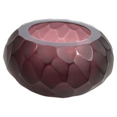 Hand Blown Murano Battuto Bowl in Amethyst Large
