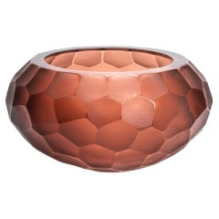 Hand-Blown Murano Battuto Bowl in Light Amaretto Large