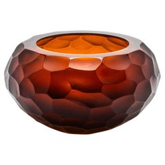 Hand-Blown Murano Battuto Bowl in Tobacco Large