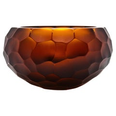 Hand-Blown Murano Battuto Bowl in Tobacco Small