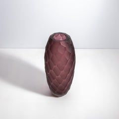 Hand Blown Murano Battuto Vase in Amethyst Medium