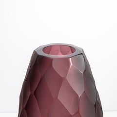 Hand Blown Murano Battuto Vase in Amethyst Tall