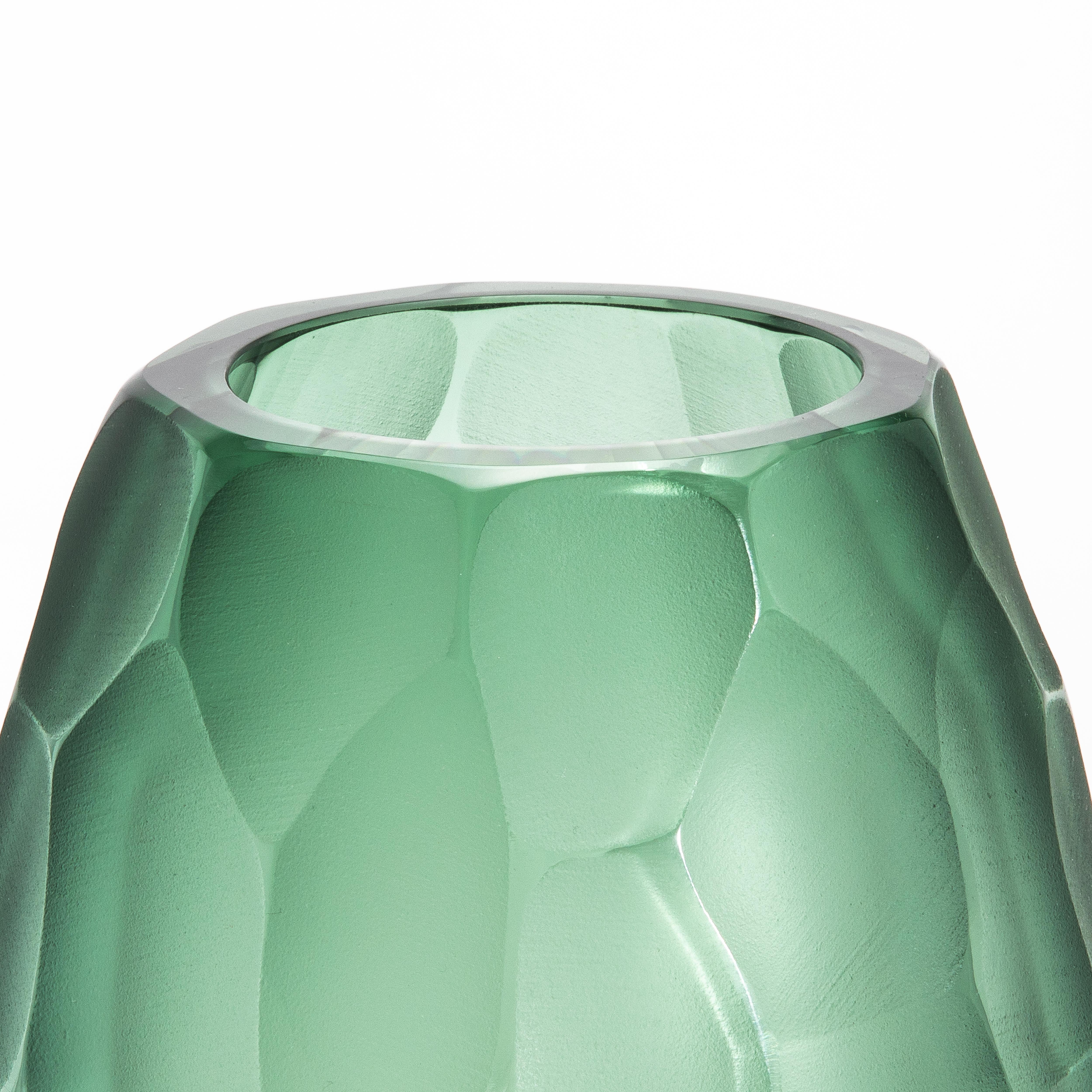 Handgeblasene Murano Battuto Vase in Smaragdgrün Klein (Italienisch) im Angebot
