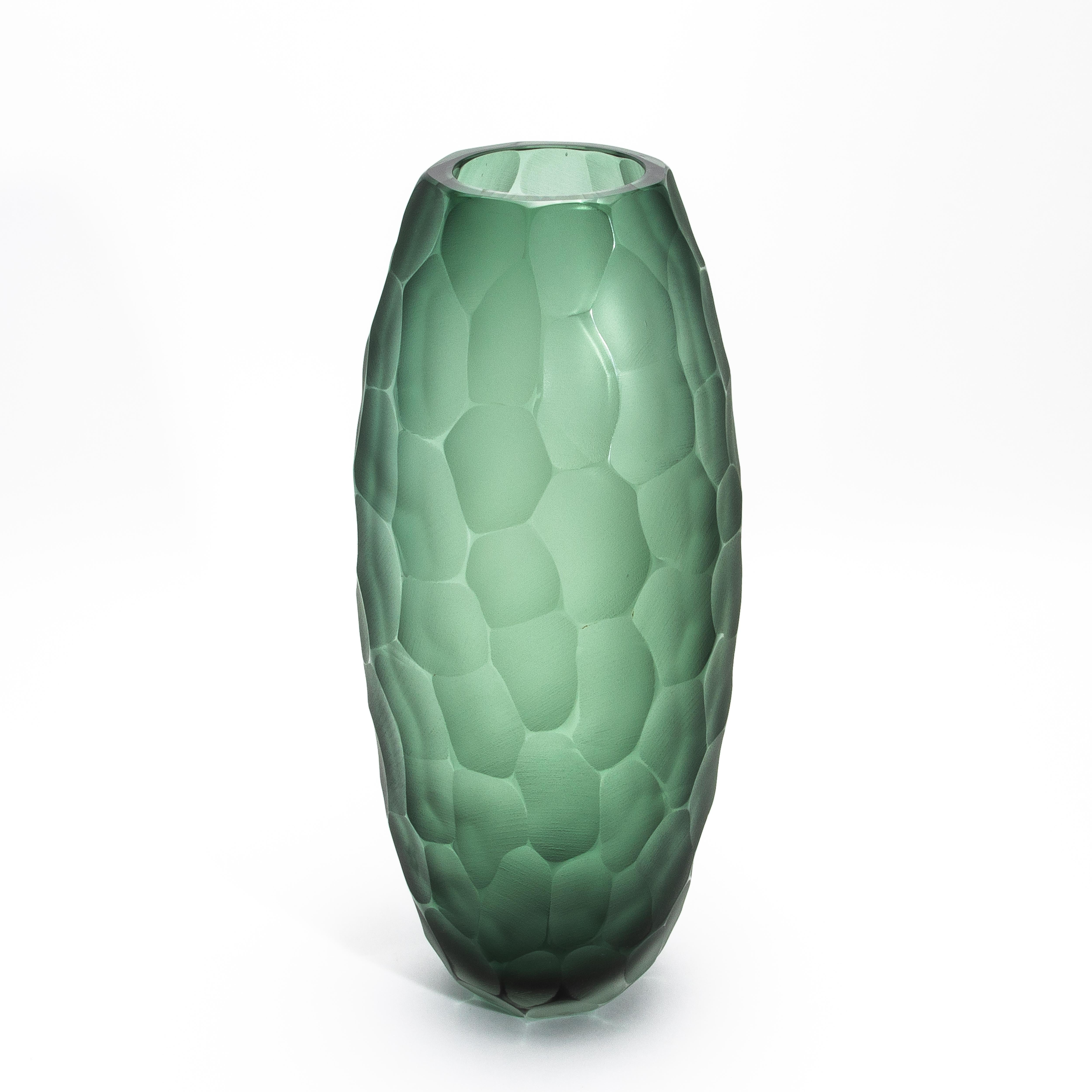 Handgeblasene Murano Battuto Vase in Smaragdgrün Klein im Zustand „Neu“ im Angebot in West Hollywood, CA