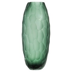 Hand-Blown Murano Battuto Vase in Emerald Green Small
