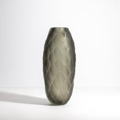 Hand Blown Murano Battuto Vase in Grey