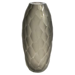 Hand Blown Murano Battuto Vase in Grey