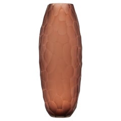 Hand-Blown Murano Battuto Vase in Light Amaretto Large Hand-Blown Murano Battuto Vase in Light Amaretto Large