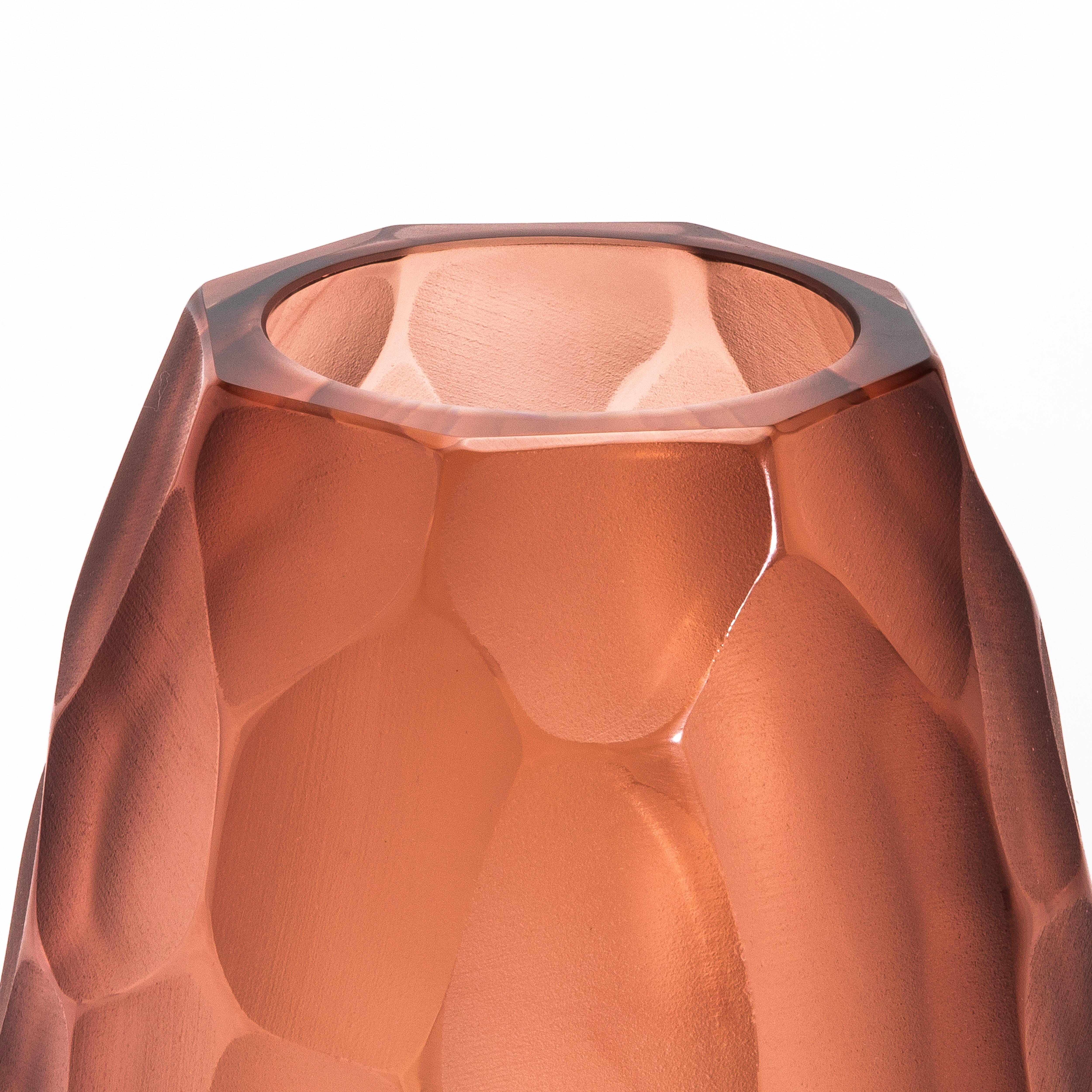 Moderno Vaso Battuto di Murano soffiato a mano in Amaretto Piccolo in vendita