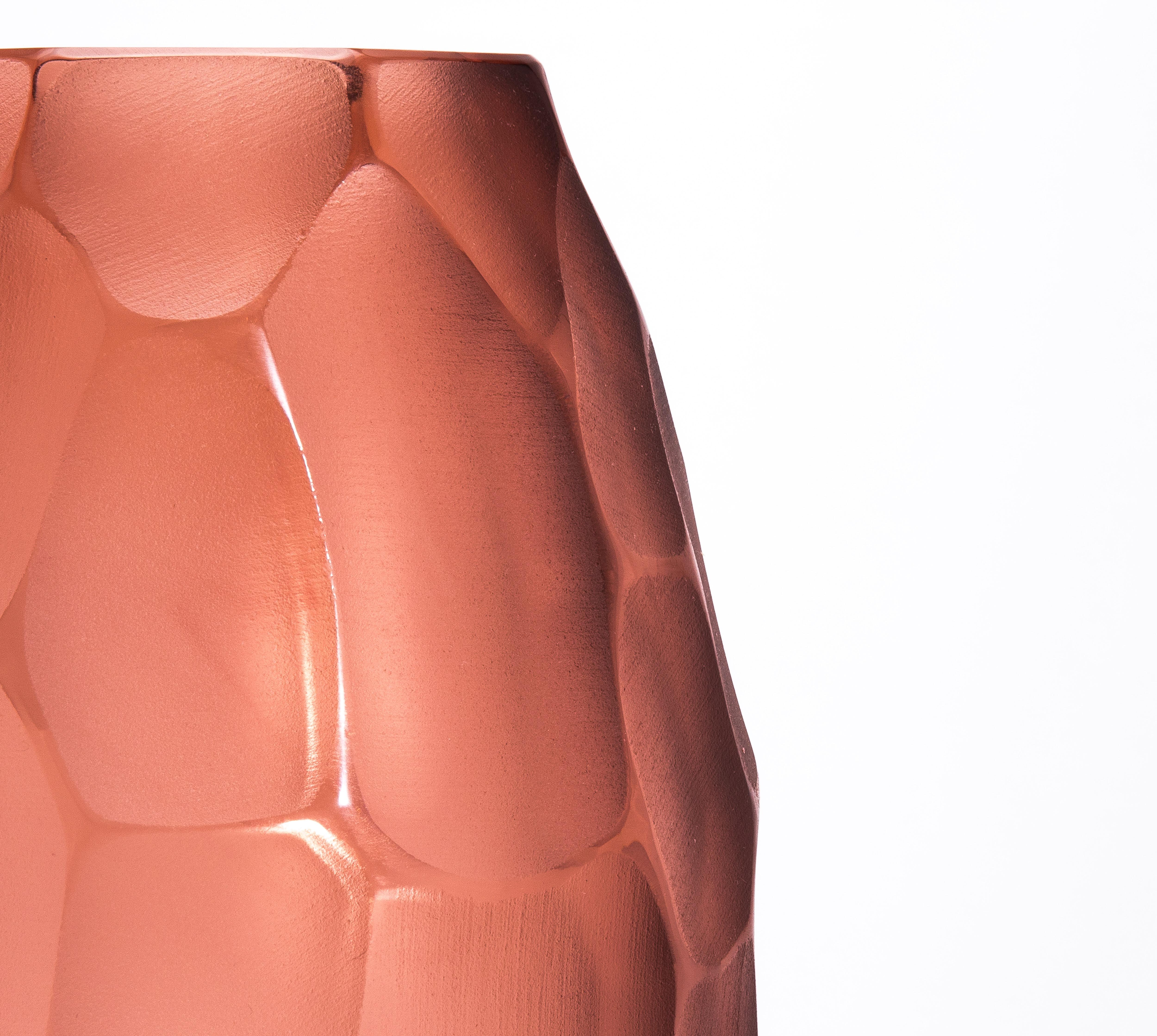 Fatto a mano Vaso Battuto di Murano soffiato a mano in Amaretto Piccolo in vendita