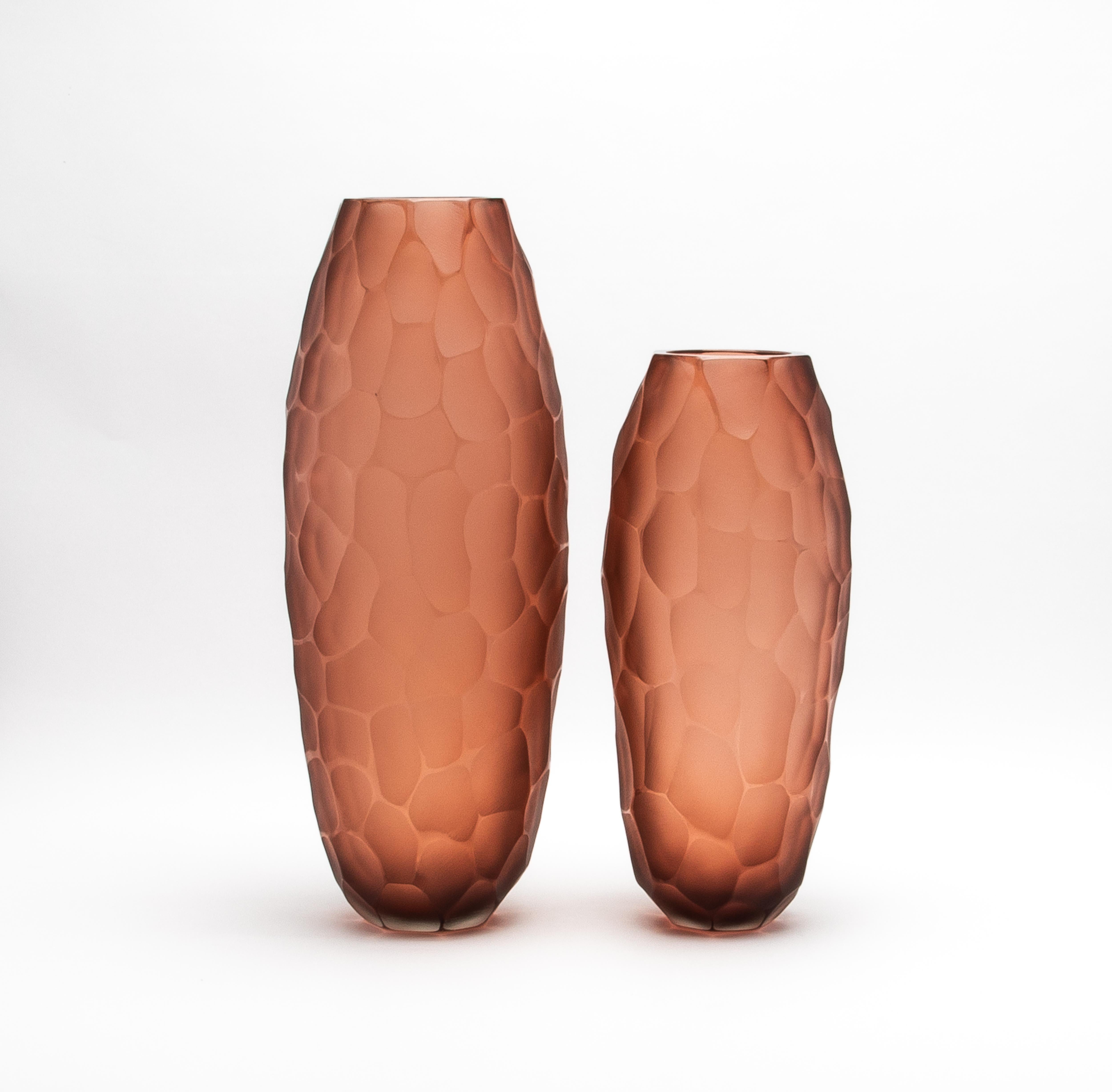 XXI secolo e contemporaneo Vaso Battuto di Murano soffiato a mano in Amaretto Piccolo in vendita