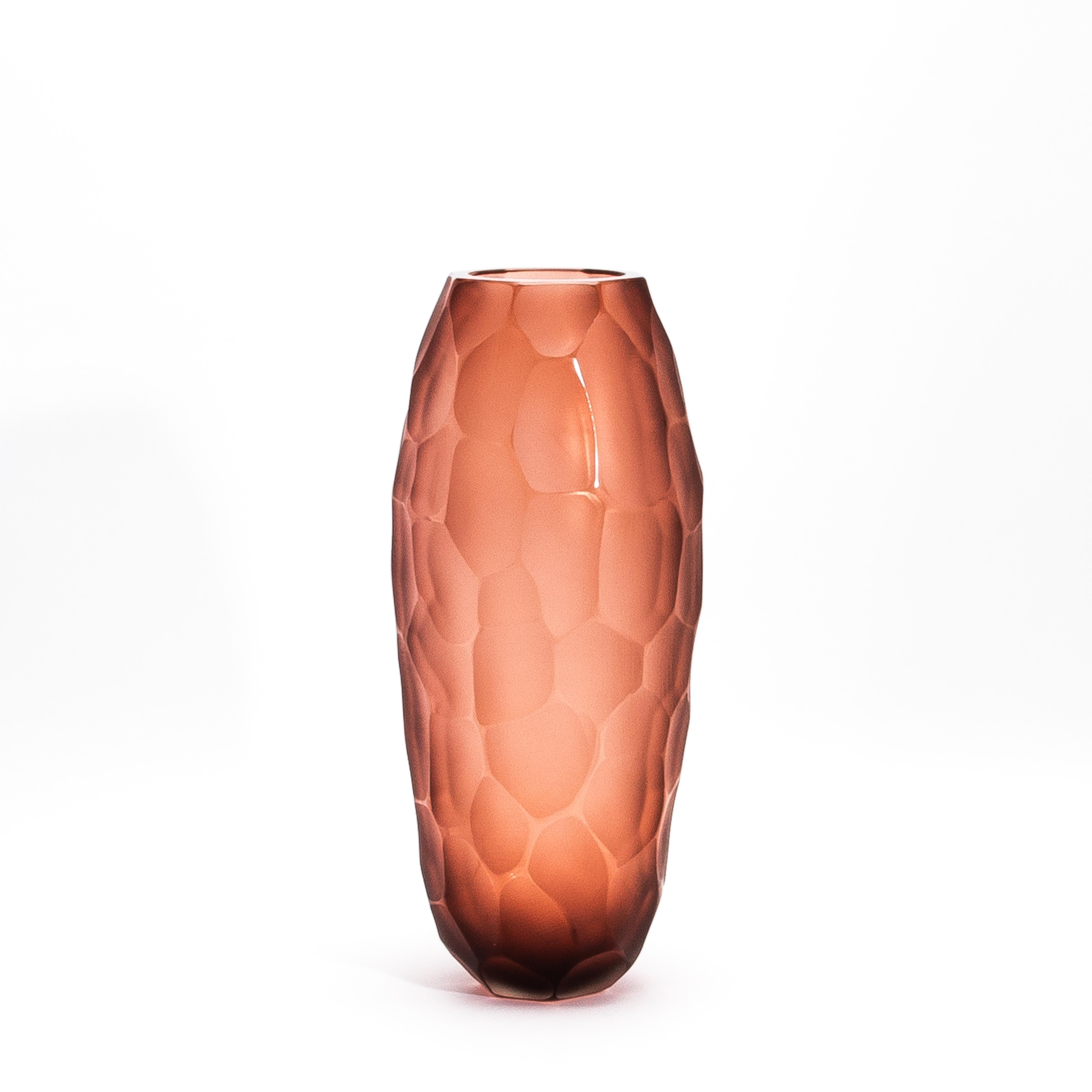 Vetro di Murano Vaso Battuto di Murano soffiato a mano in Amaretto Piccolo in vendita