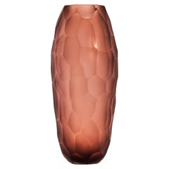 Hand-Blown Murano Battuto Vase in Light Amaretto Small