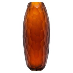 Hand-Blown Murano Battuto Vase in Tobacco Large