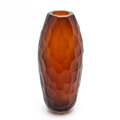 Hand-Blown Murano Battuto Vase in Tobacco Small