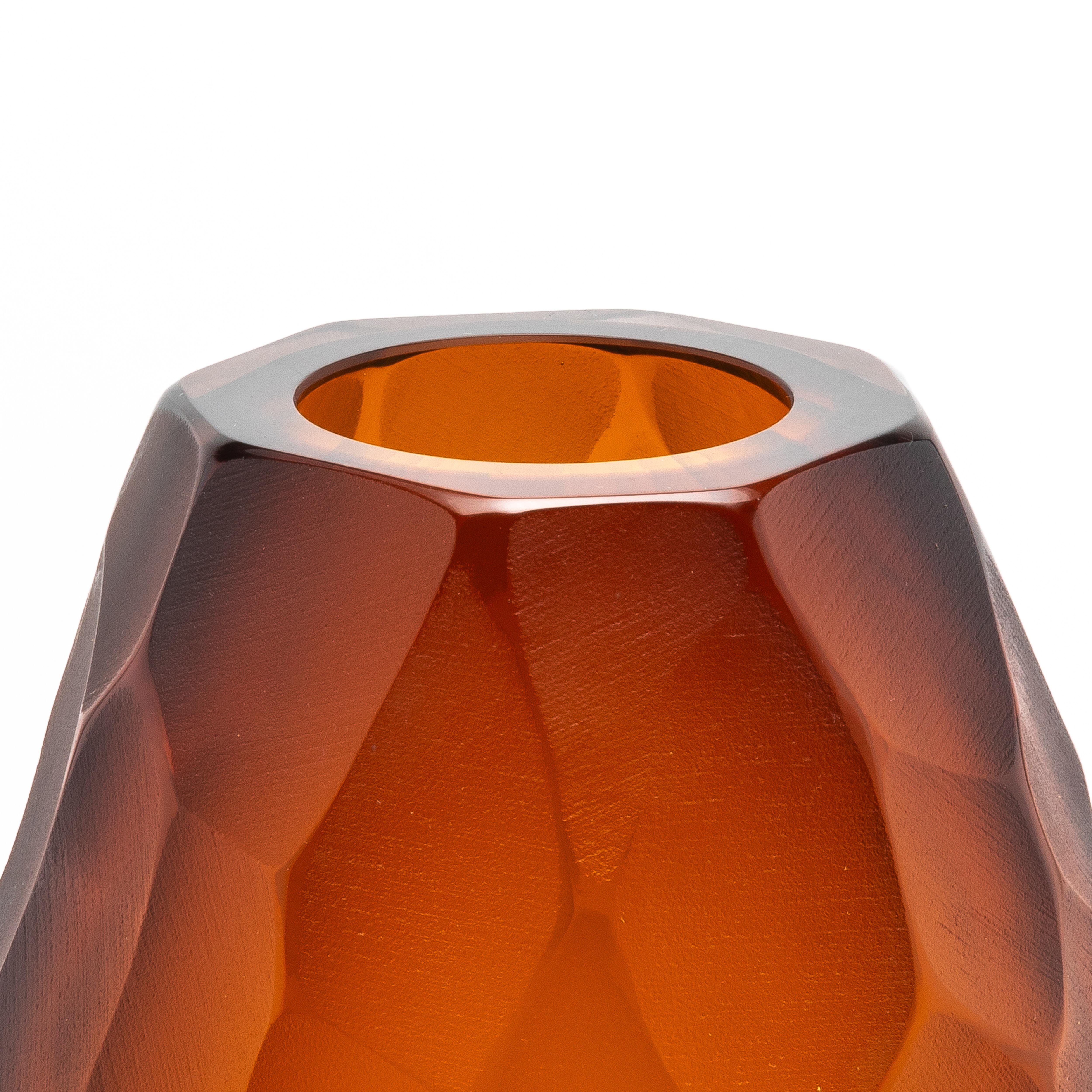 Handgeblasene Murano Battuto Vase in Tobacco Klein (Moderne) im Angebot