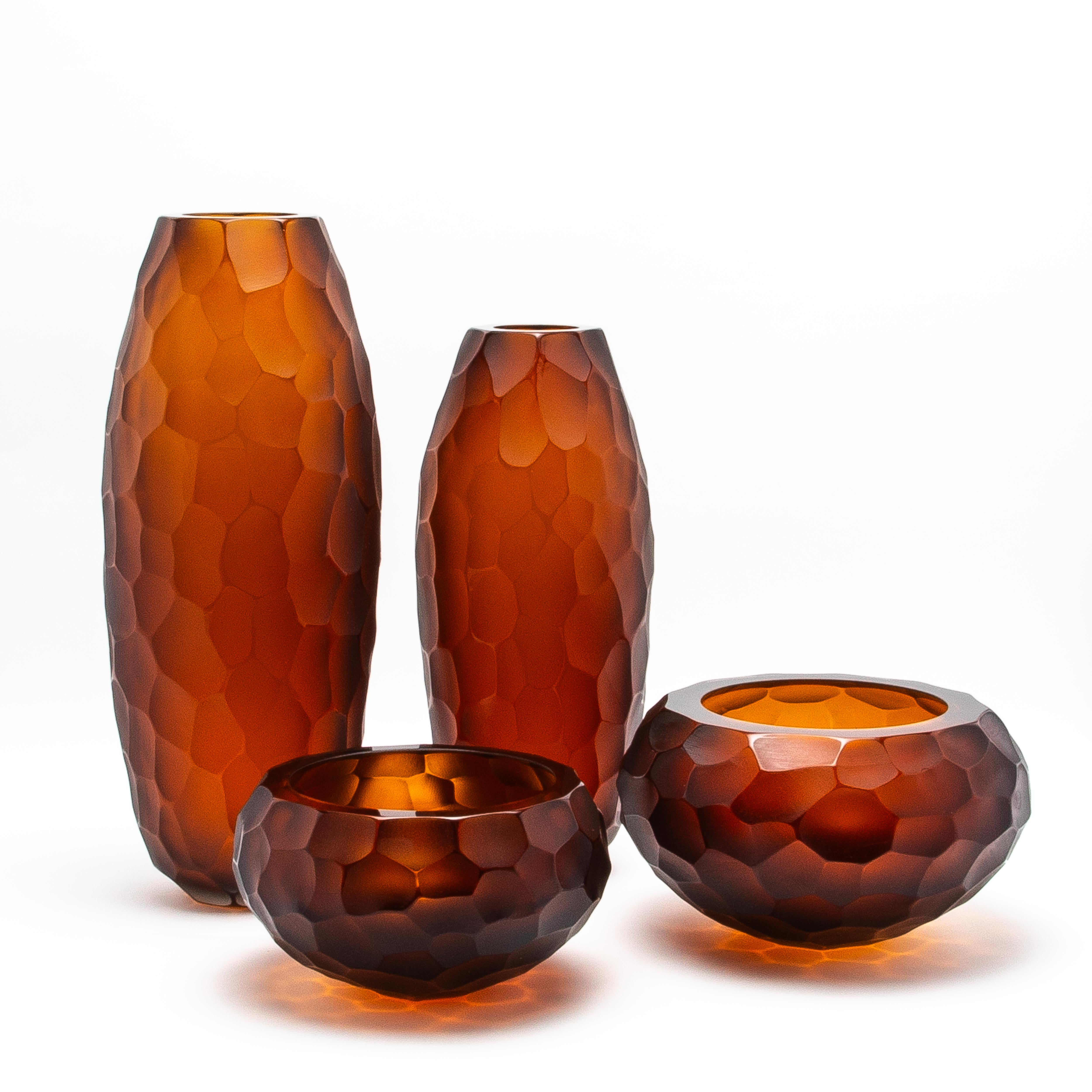Handgeblasene Murano Battuto Vase in Tobacco Klein (21. Jahrhundert und zeitgenössisch) im Angebot
