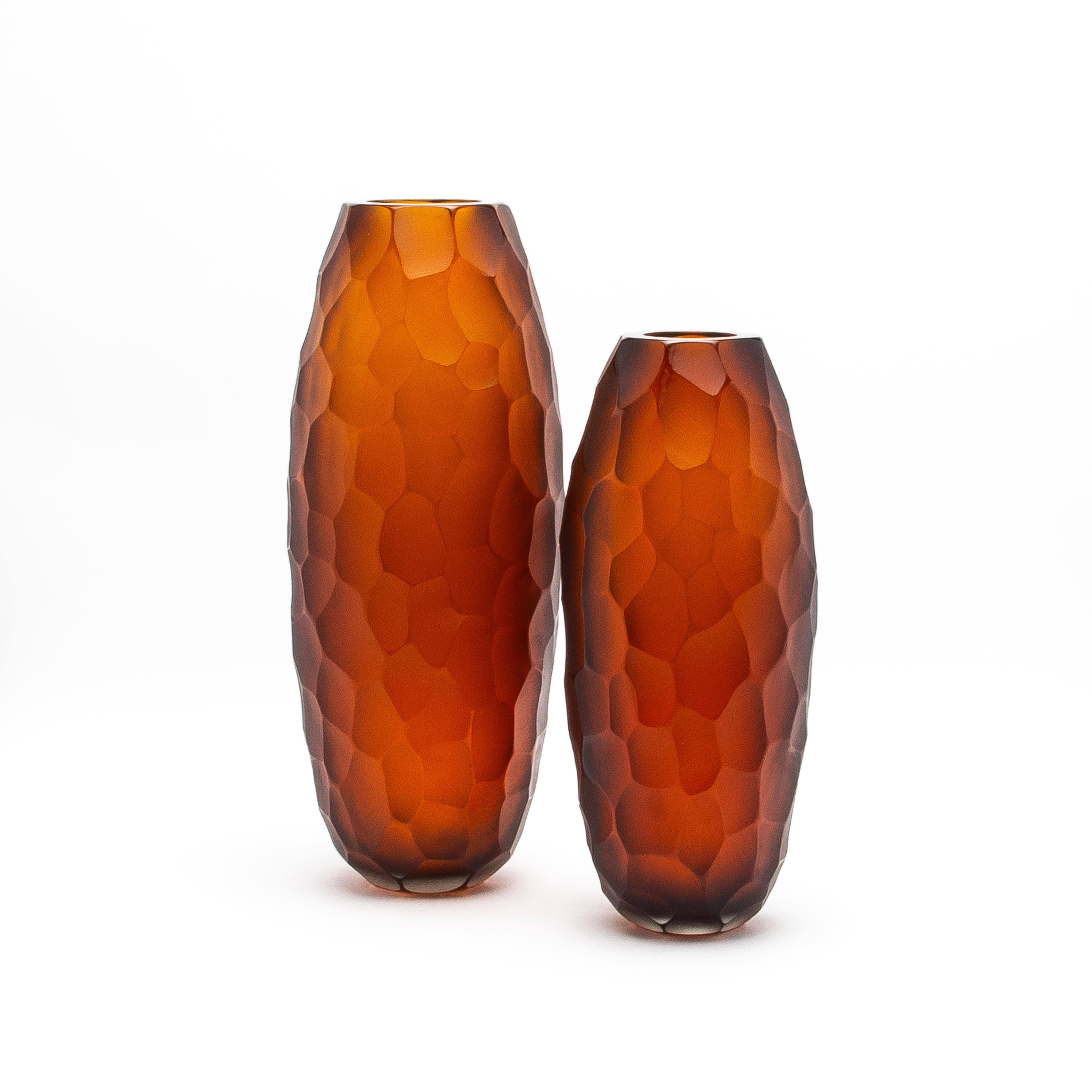 Handgeblasene Murano Battuto Vase in Tobacco Klein (Muranoglas) im Angebot