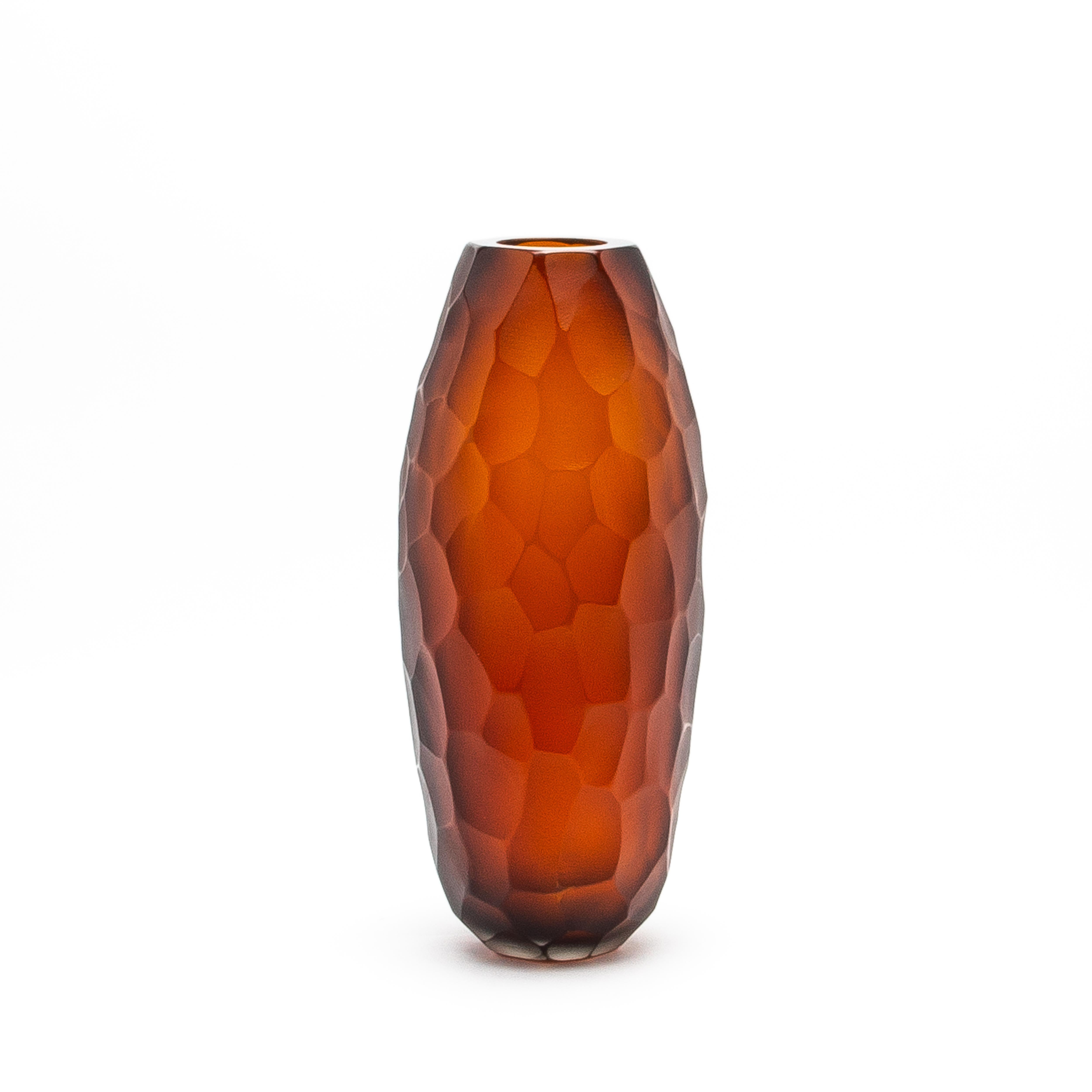 Handgeblasene Murano Battuto Vase in Tobacco Klein im Angebot 1