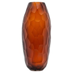 Hand-Blown Murano Battuto Vase in Tobacco Small