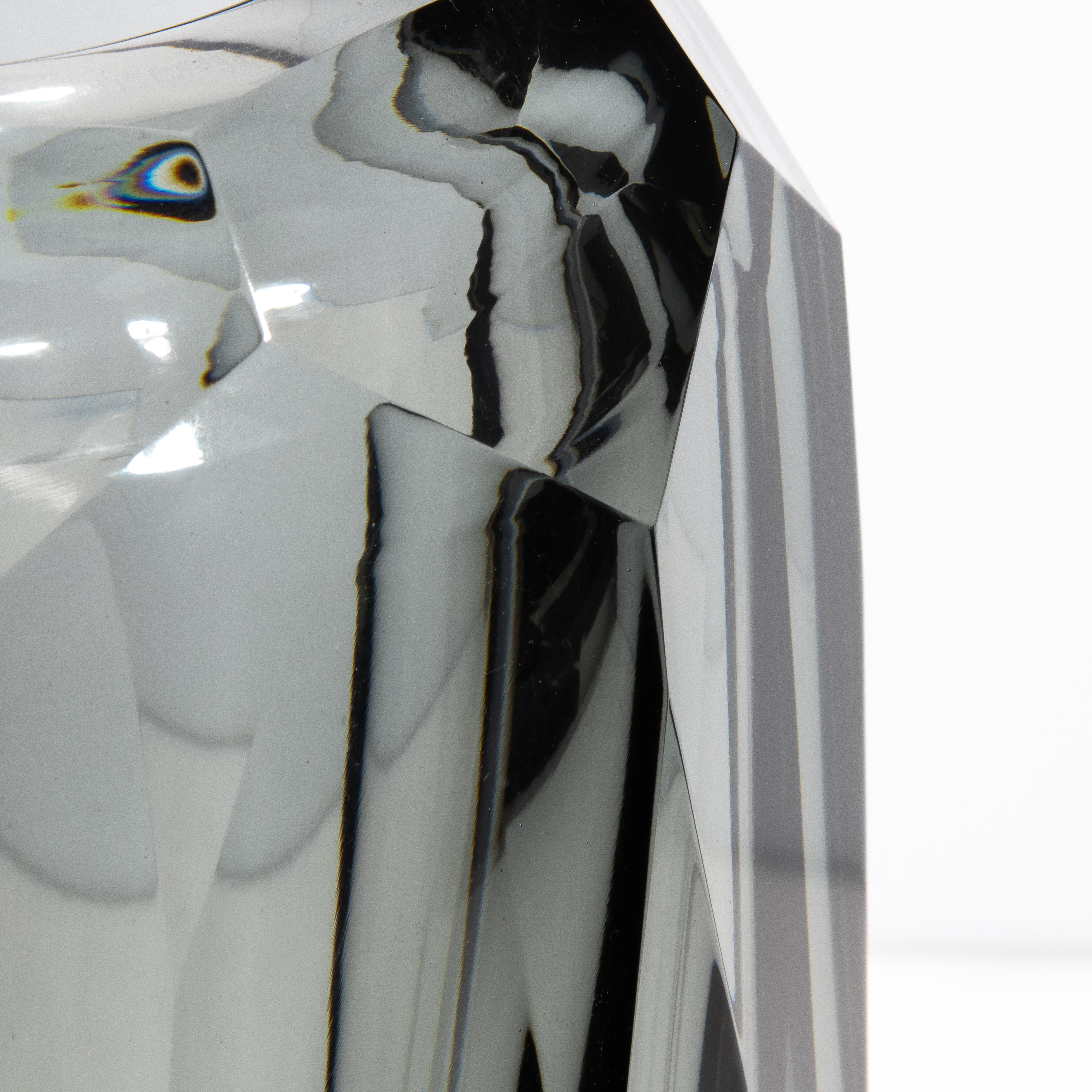 Vaso di Murano soffiato a mano e smussato in grigio extra large in vendita 1