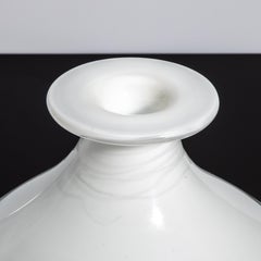 Hand Blown Murano Bottle in Crystal White Large
