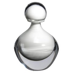 Hand Blown Murano Bottle in Crystal White Large
