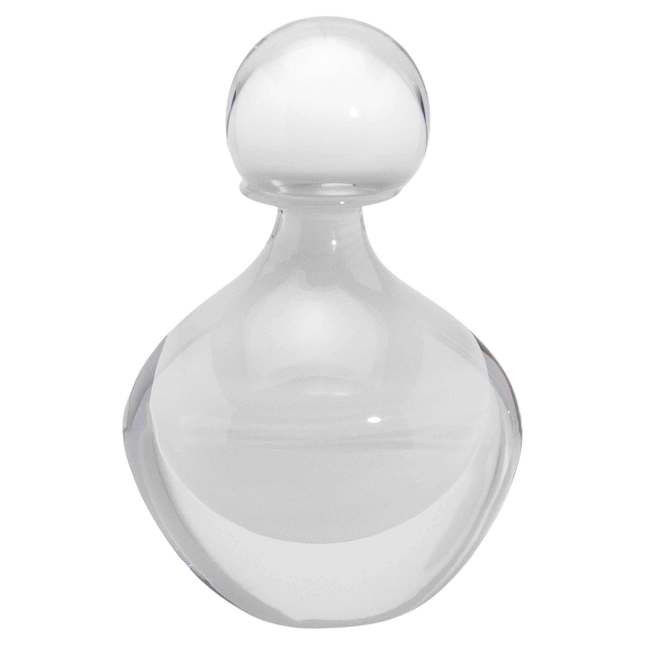 Bottiglia di Murano soffiata a mano in cristallo bianco grande
