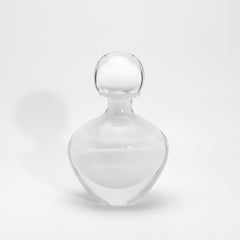 Hand Blown Murano Bottle in Crystal White Medium