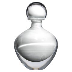 Hand Blown Murano Bottle in Crystal White Medium
