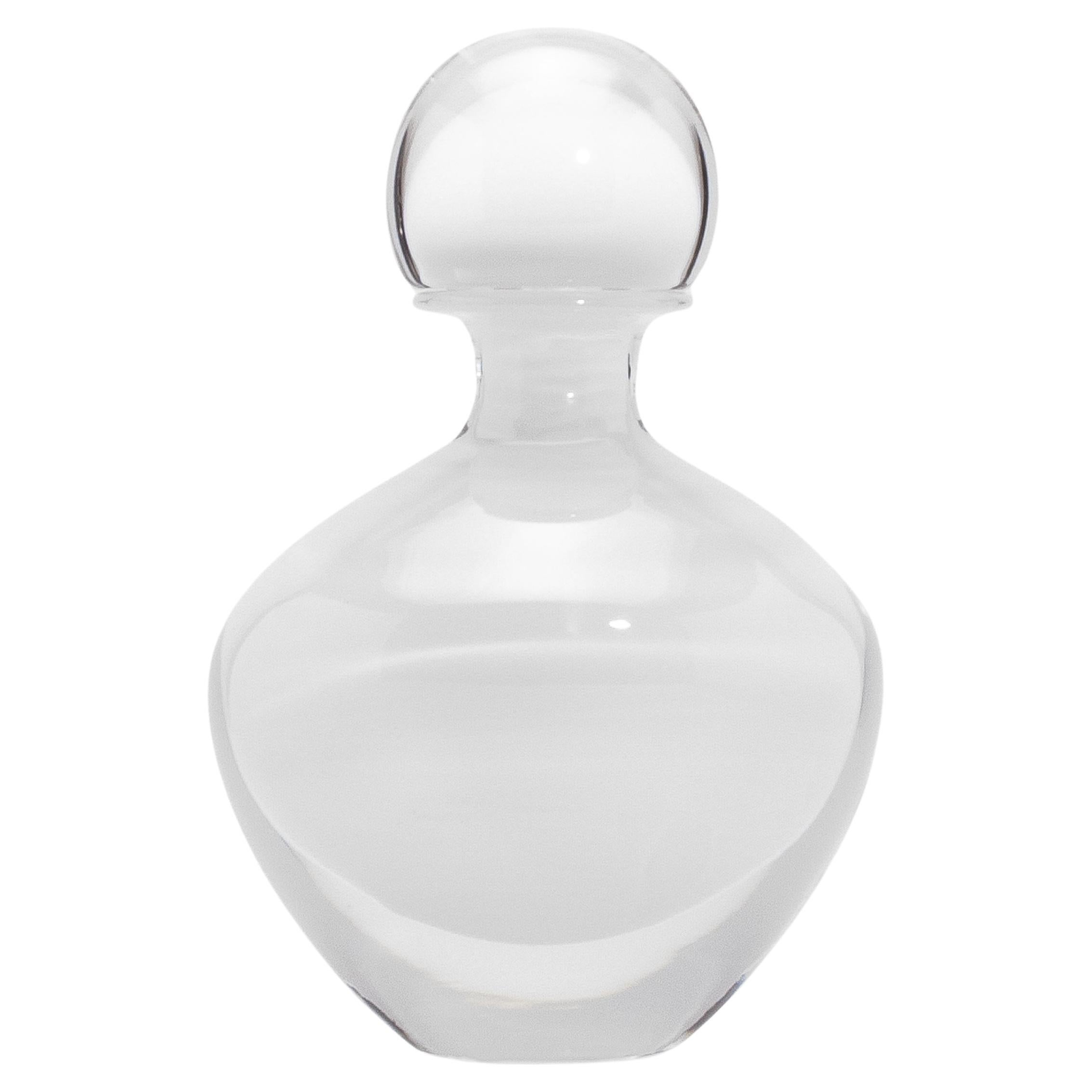 Bottiglia di Murano soffiata a mano in cristallo bianco medio