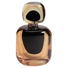 Hand Blown Murano Bottle in Smoky Quartz and Onyx Black