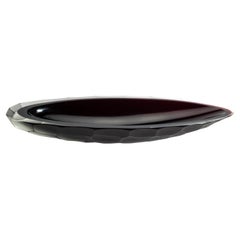 Handgeblasene Murano Schale Barchette in Tiefschwarz