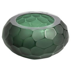 Bol Battuto de Murano soufflé à la main en vert émeraude grand format
