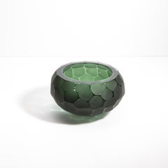 Hand Blown Murano Bowl Battuto in Emerald Green Small