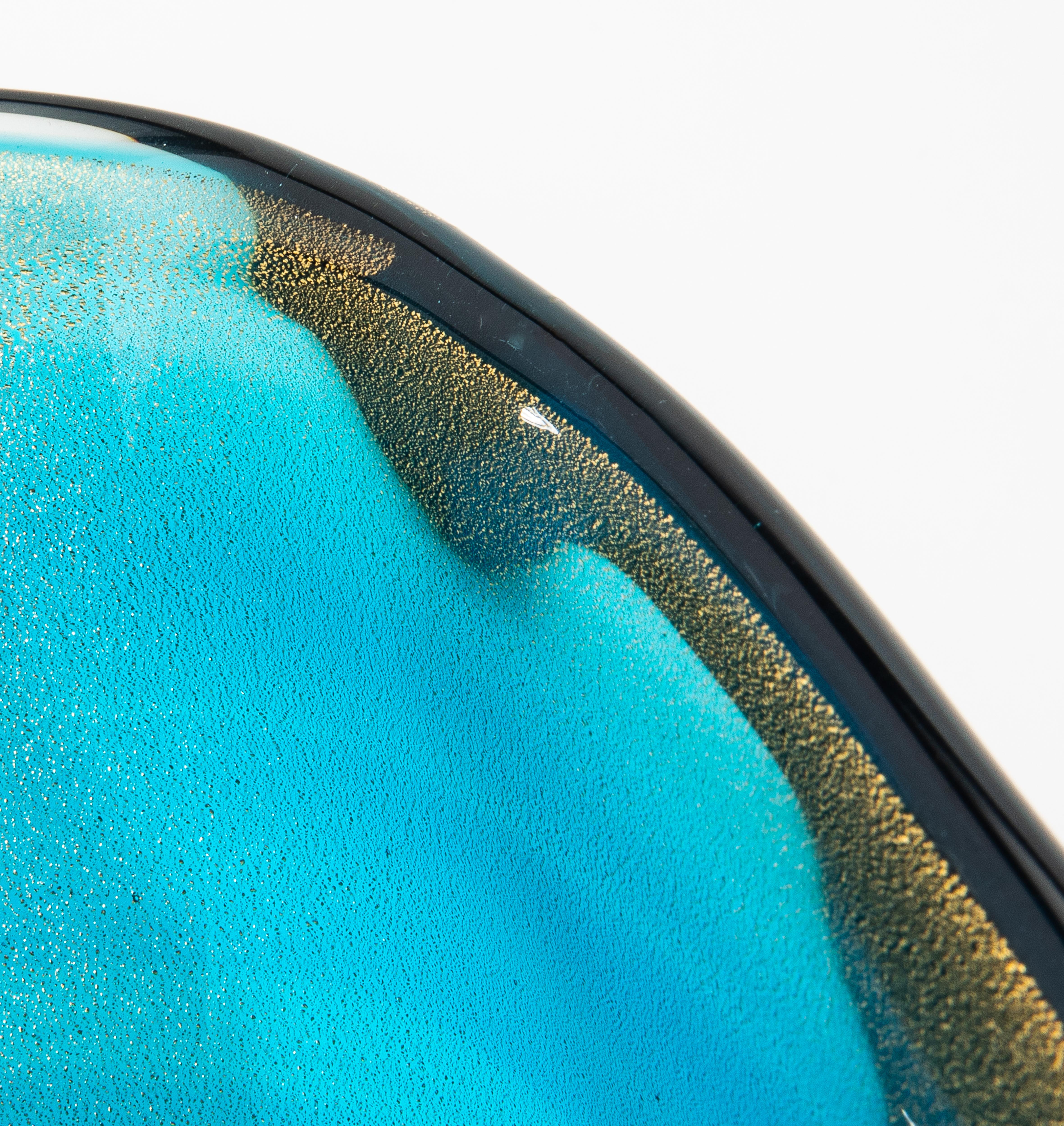Cuenco de Murano soplado a mano en azul aguamarina con motas de oro de 24 quilates Italiano en venta
