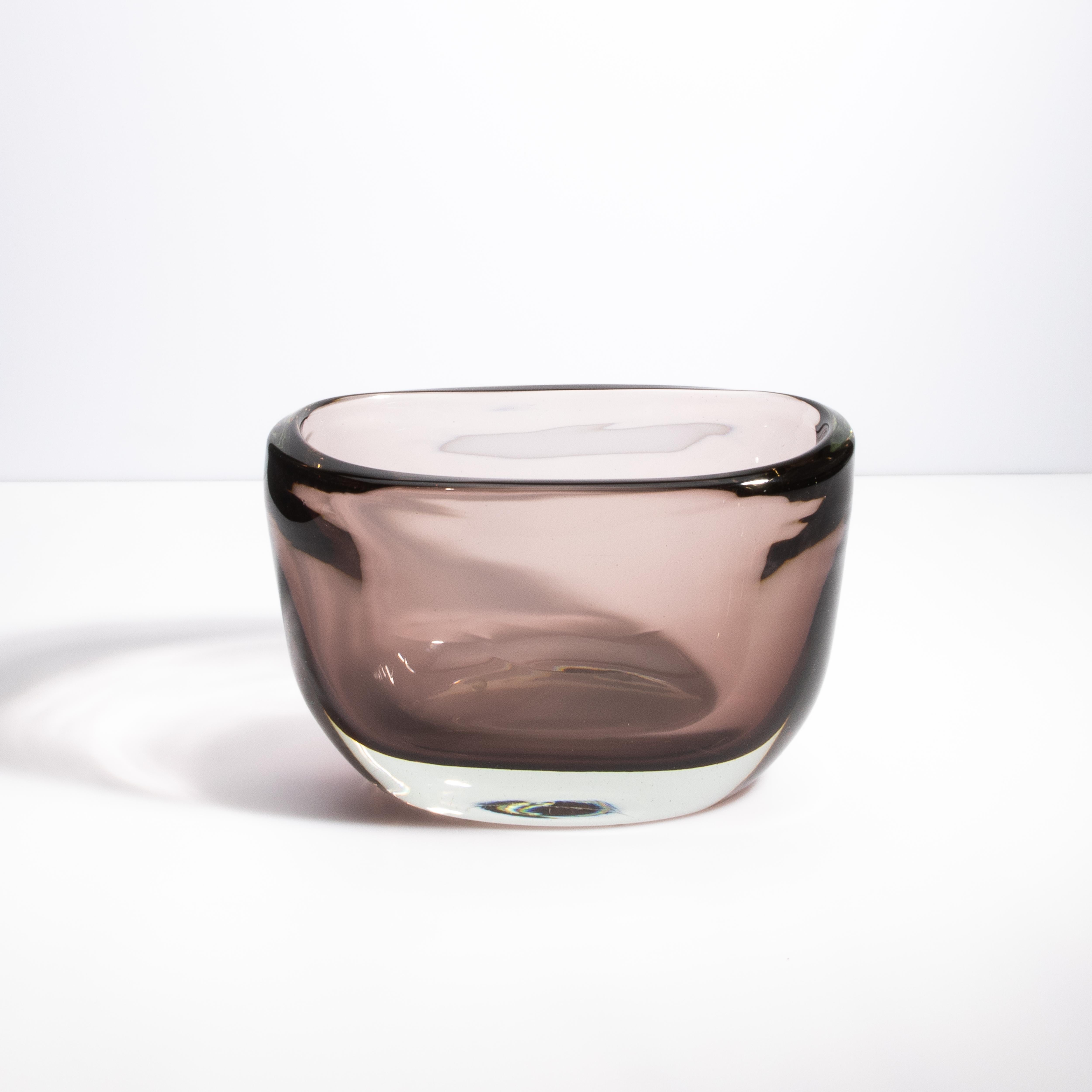 Fatto a mano Vaso a ciotola di Murano soffiato a mano Massiccio Smoky in vendita