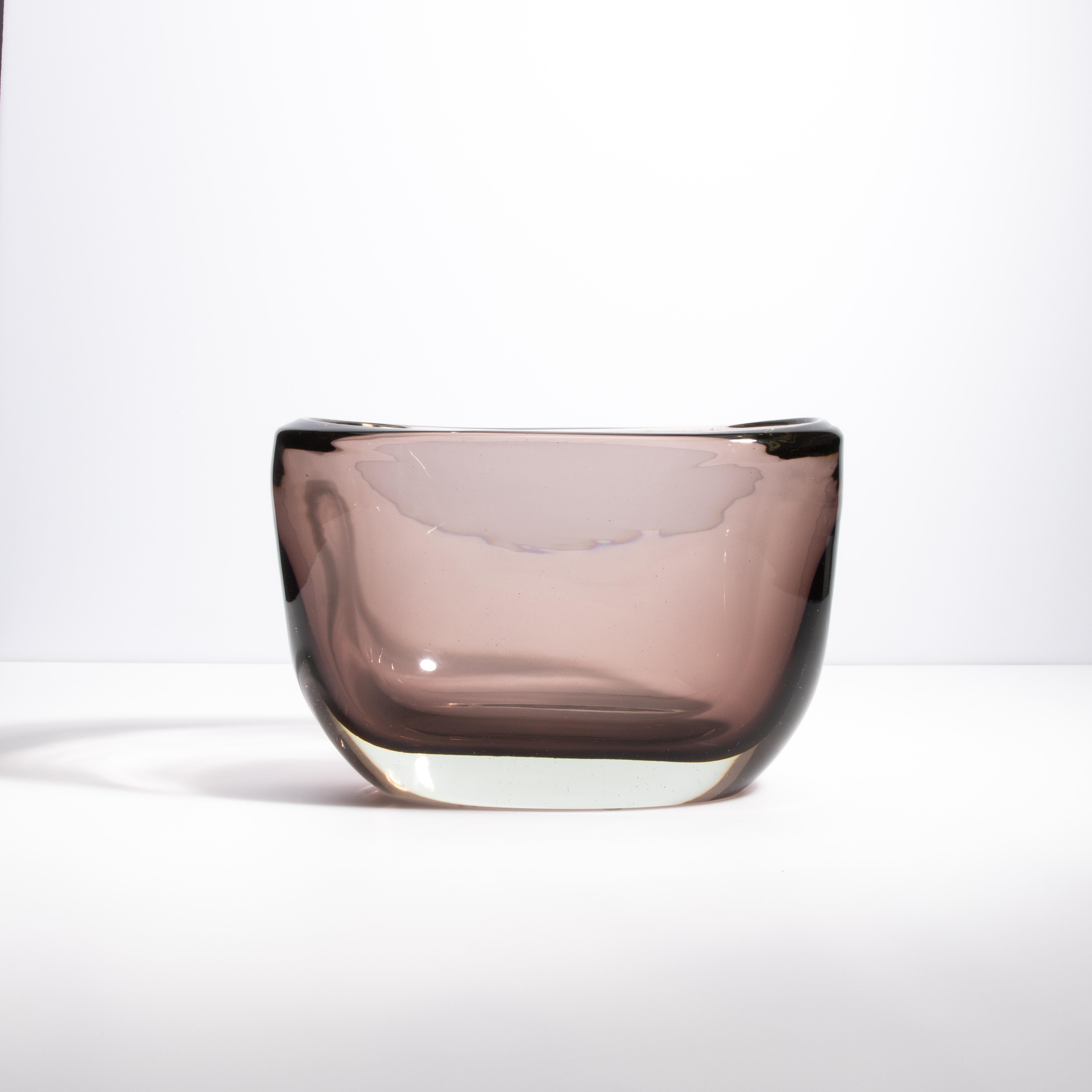 XXI secolo e contemporaneo Vaso a ciotola di Murano soffiato a mano Massiccio Smoky in vendita