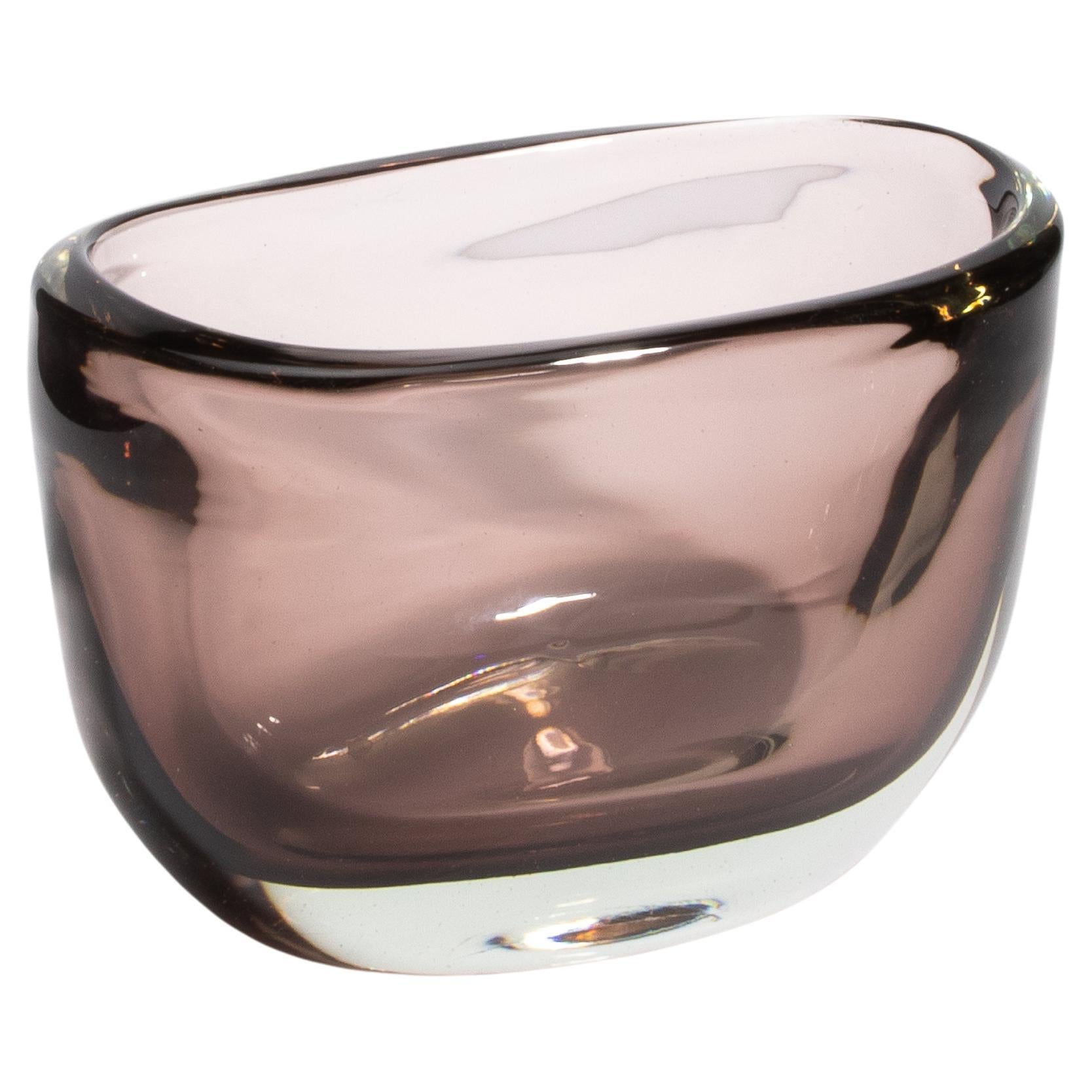 Vaso a ciotola di Murano soffiato a mano Massiccio Smoky
