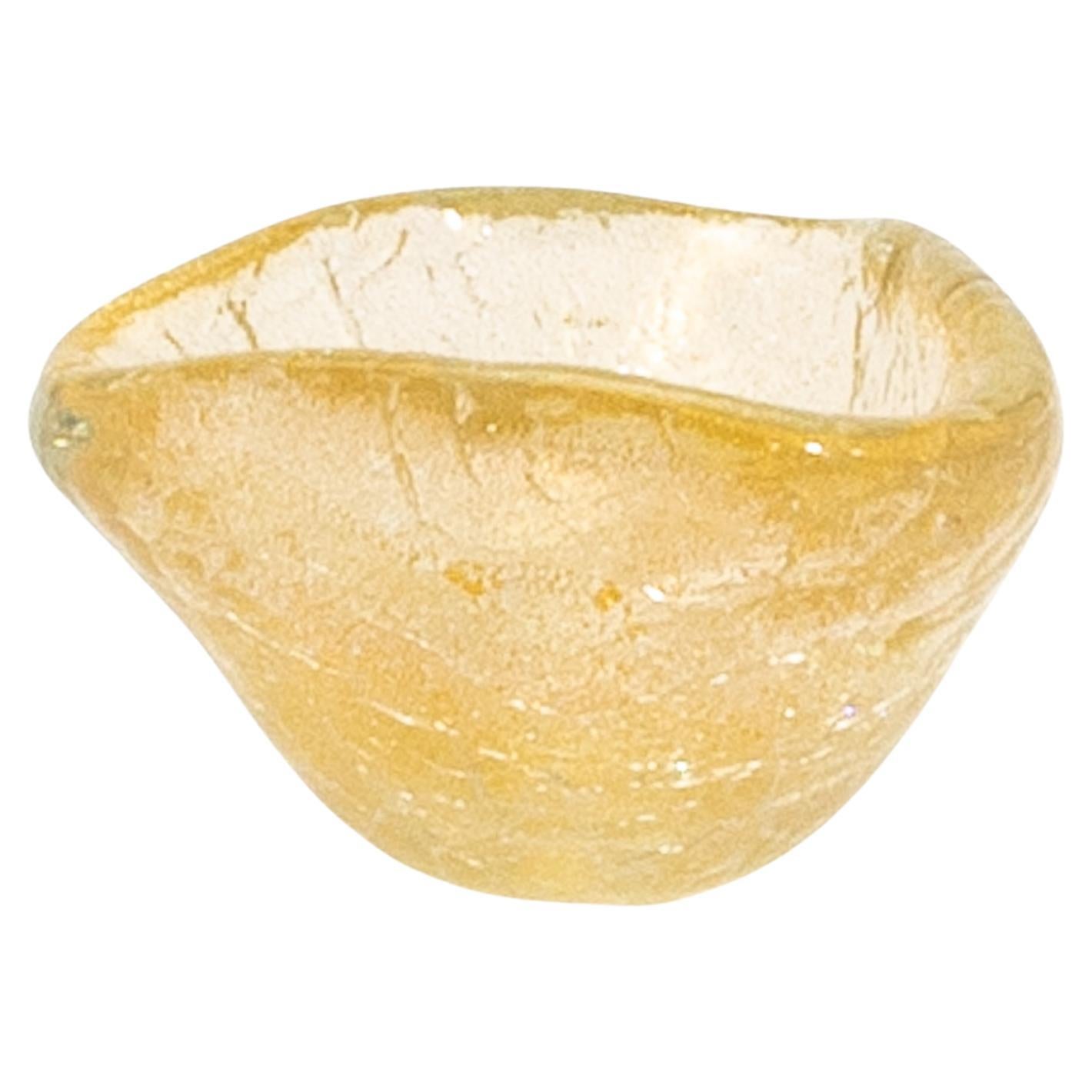 Cuenco de Murano soplado a mano con motas de oro de 24 quilates en venta
