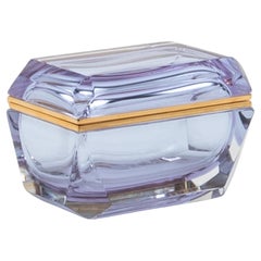 Hand Blown Murano Box in Alexandrite with Brass Fittings