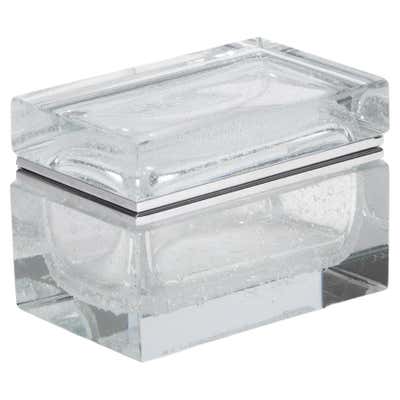 Medium Murano Frosted White Sommerso Square Glass Box, Contemporary For ...