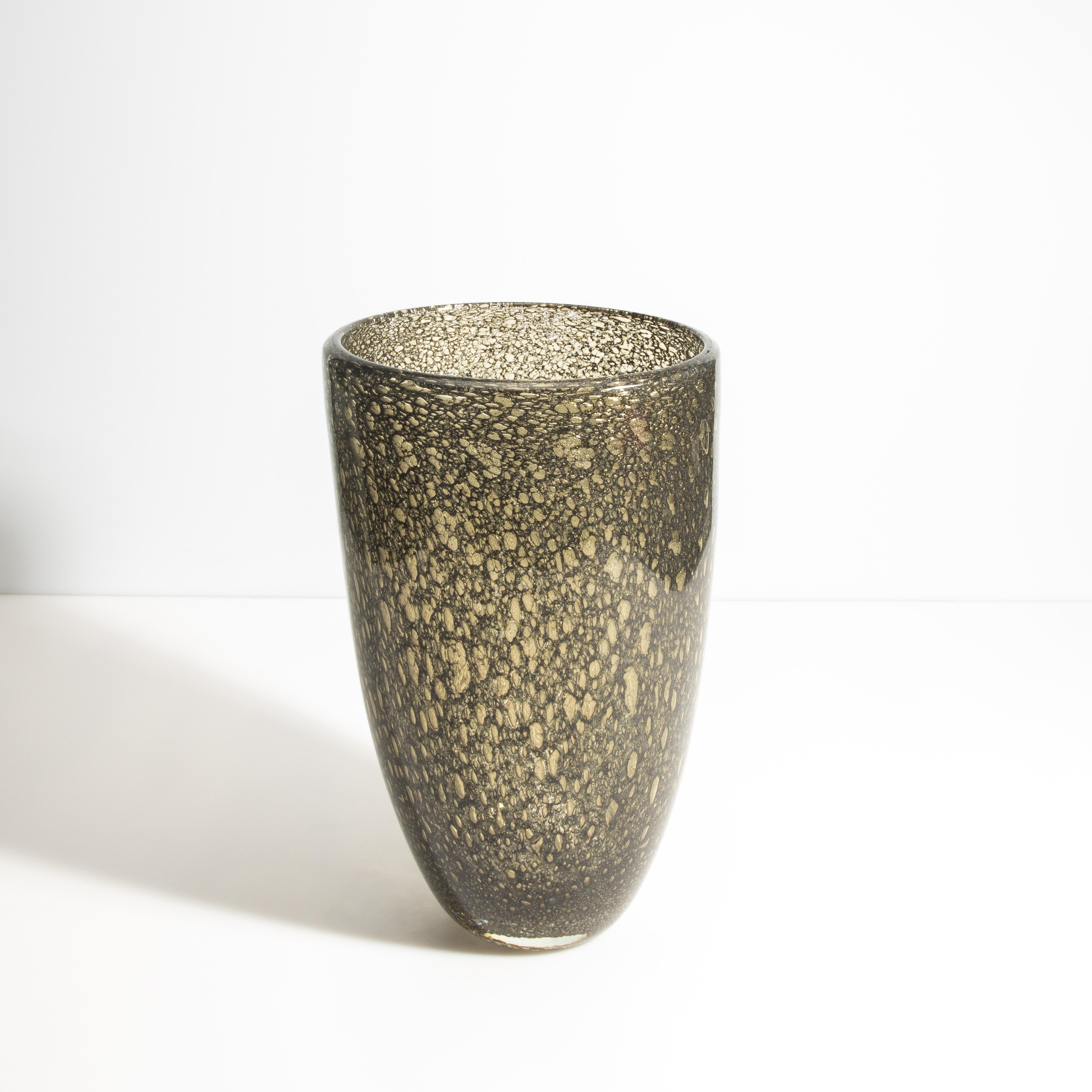 Moderne Vase Bullicante de Murano soufflé à la main en or en vente
