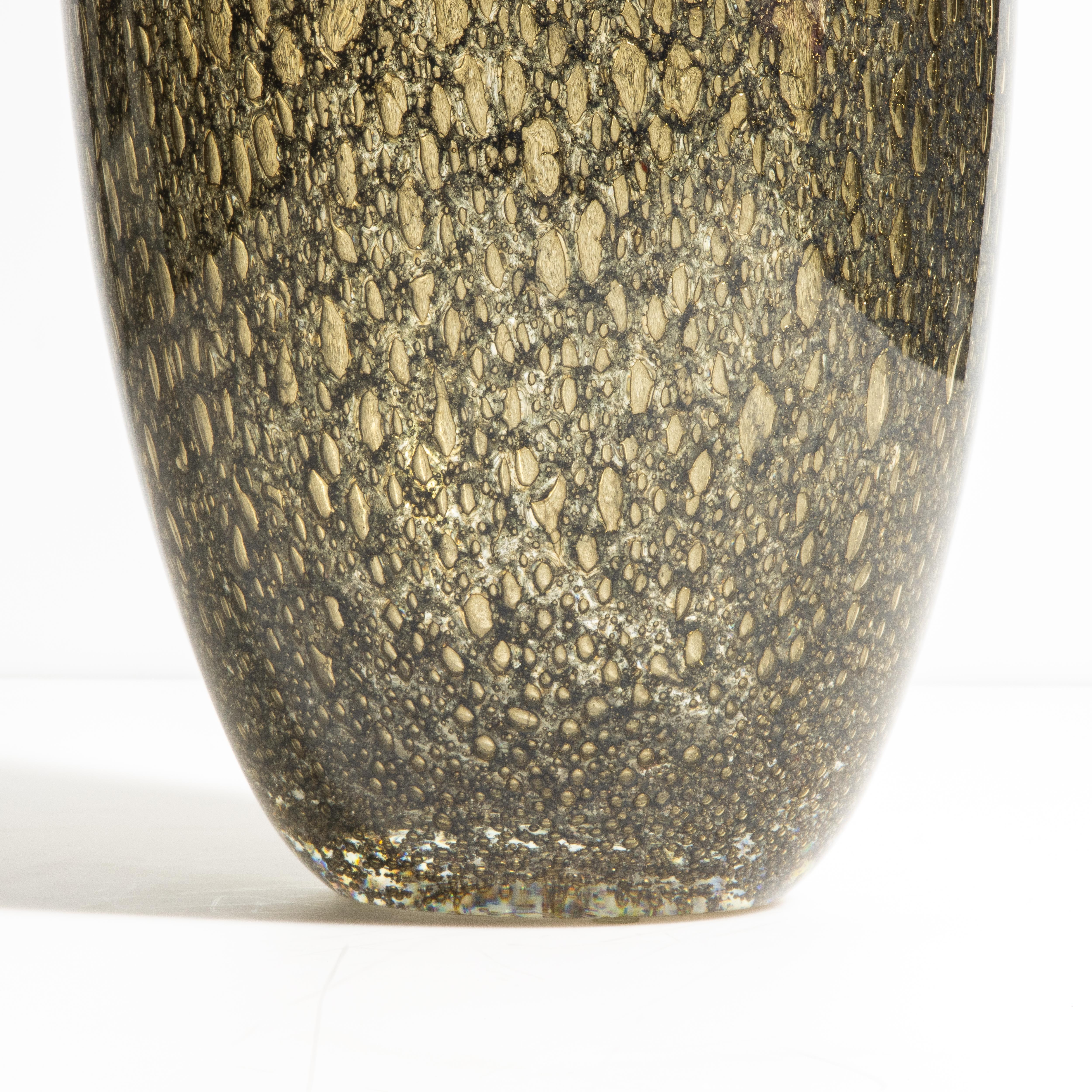 XXIe siècle et contemporain Vase Bullicante de Murano soufflé à la main en or en vente