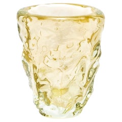 Hand-Blown Murano Burri Vase in Clear with 24-karat Gold Flecks
