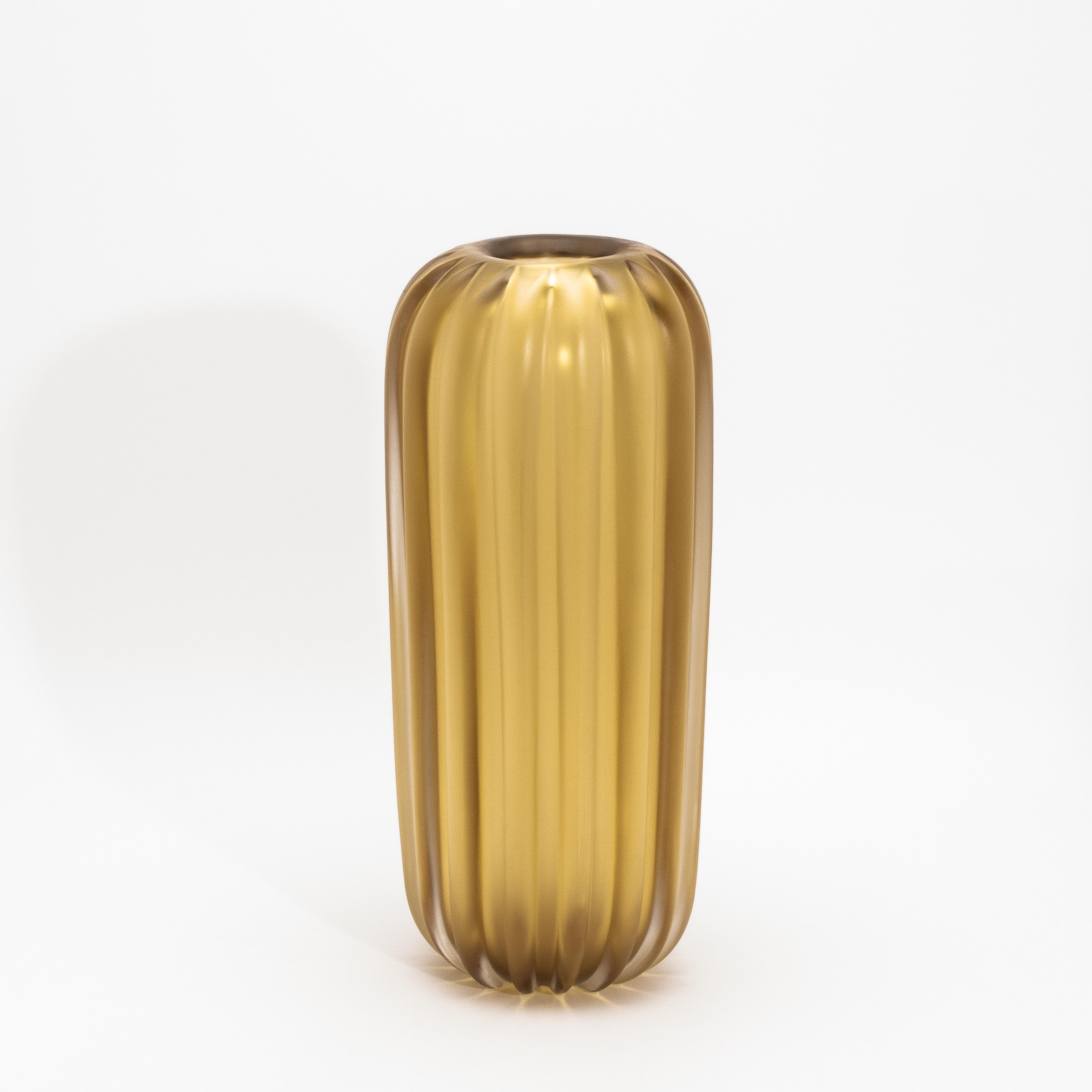 Moderno Vaso di Murano soffiato a mano con cactus in ambra grande in vendita