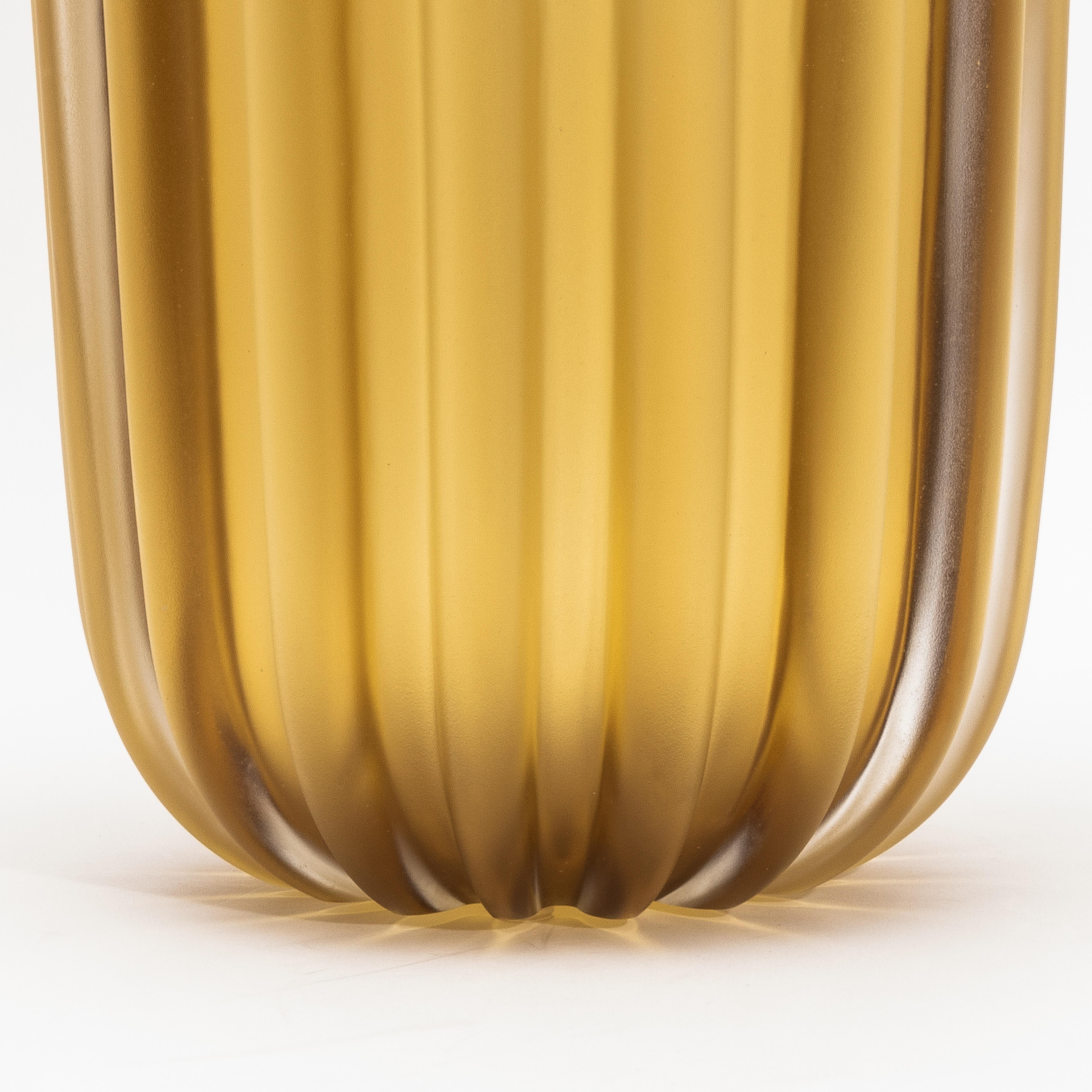XXI secolo e contemporaneo Vaso Cactus di Murano soffiato a mano in ambra media in vendita