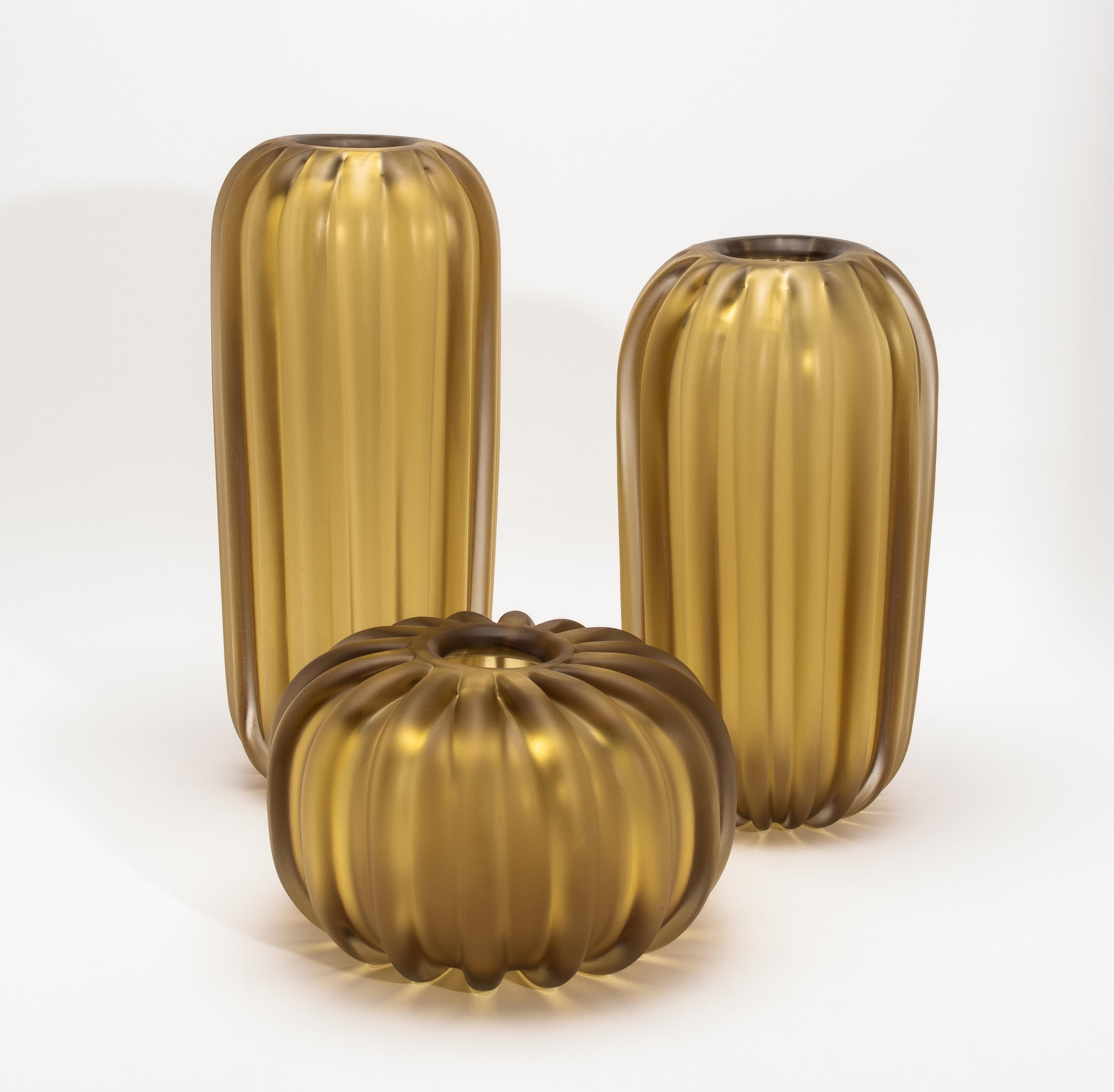 Vaso Cactus di Murano soffiato a mano in ambra media in vendita 1