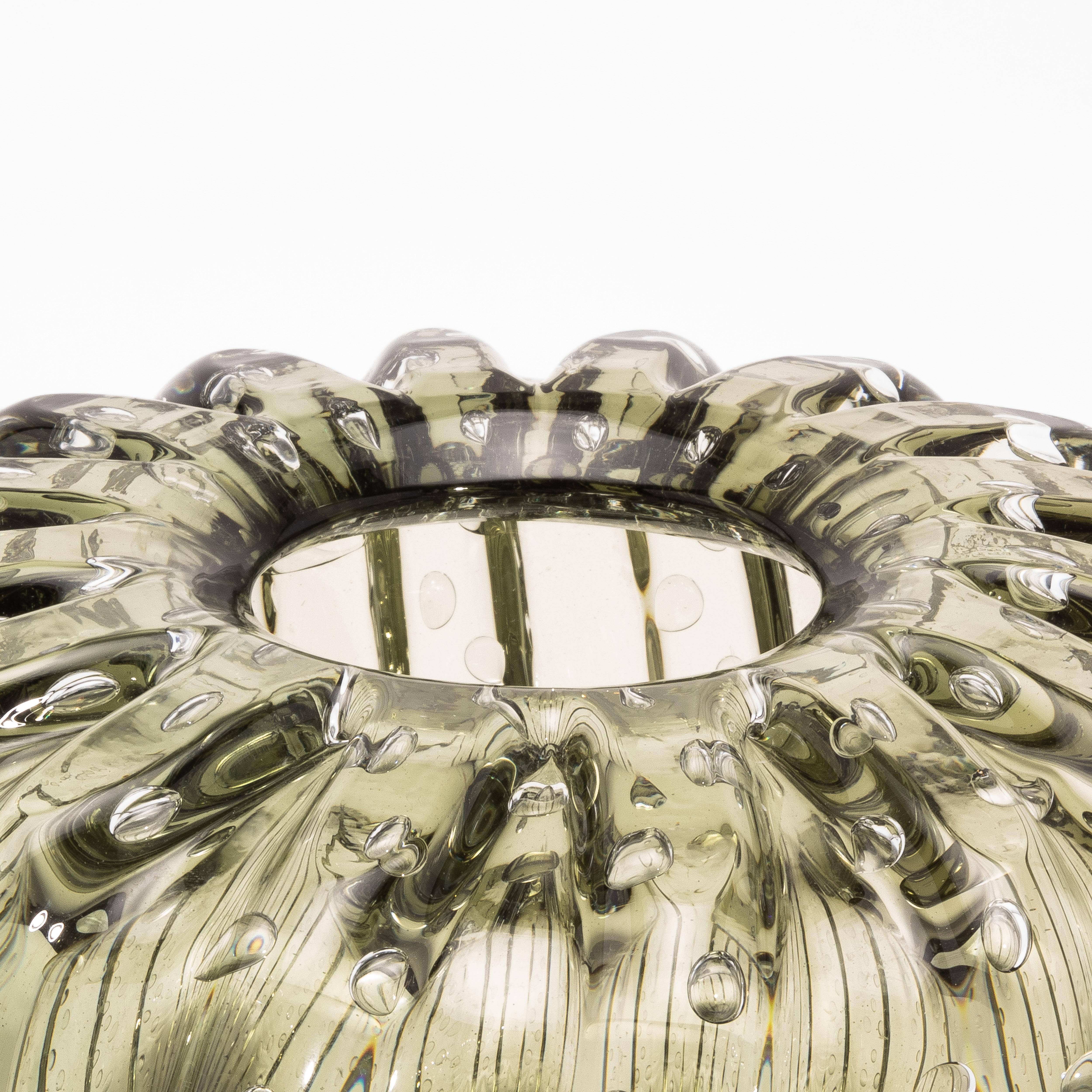 Moderno Vaso Cactus di Murano soffiato a mano in Greene & Greene con bolle Piccolo in vendita