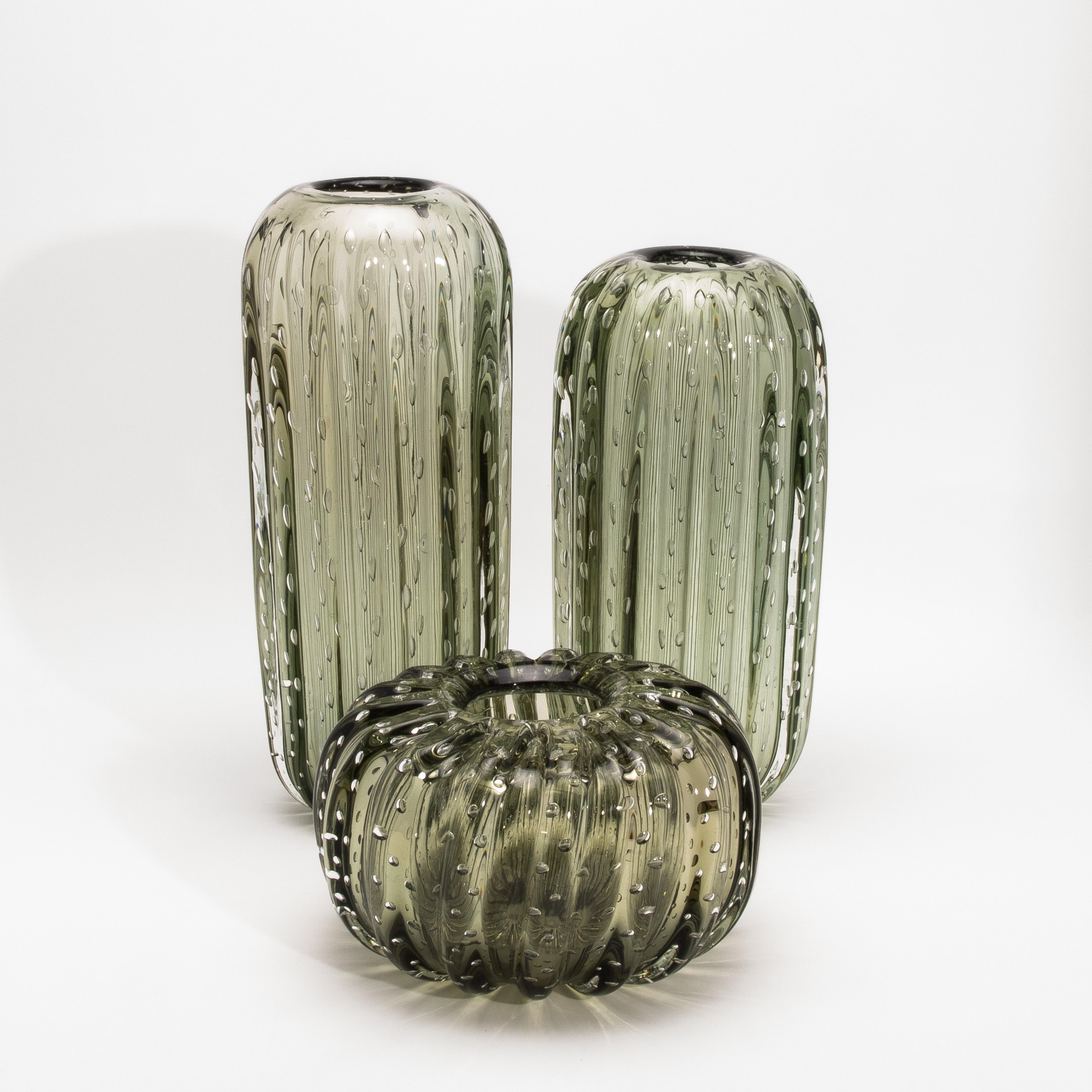 Vaso Cactus di Murano soffiato a mano in Greene & Greene con bolle Piccolo in vendita 1
